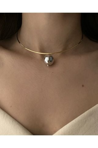 Devin Top Detaylı Ring Choker Kolye