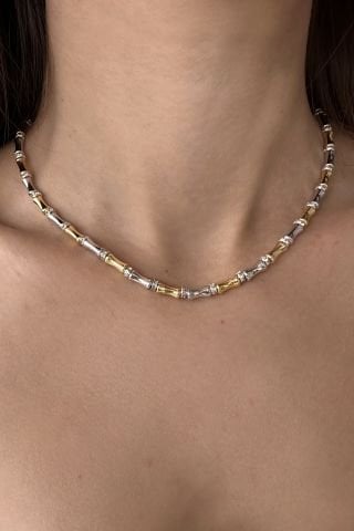 Kemik Model Taşlı Kolye