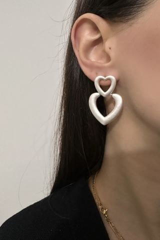 Mat Double Kalp 2'Li Küpe
