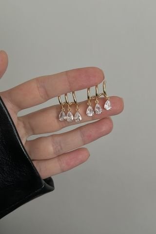 Sallantılı Damla Taşlar İkili Küpe