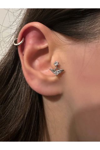 Çelik Melekli Tektaş Piercing Tragus Kıkırdak