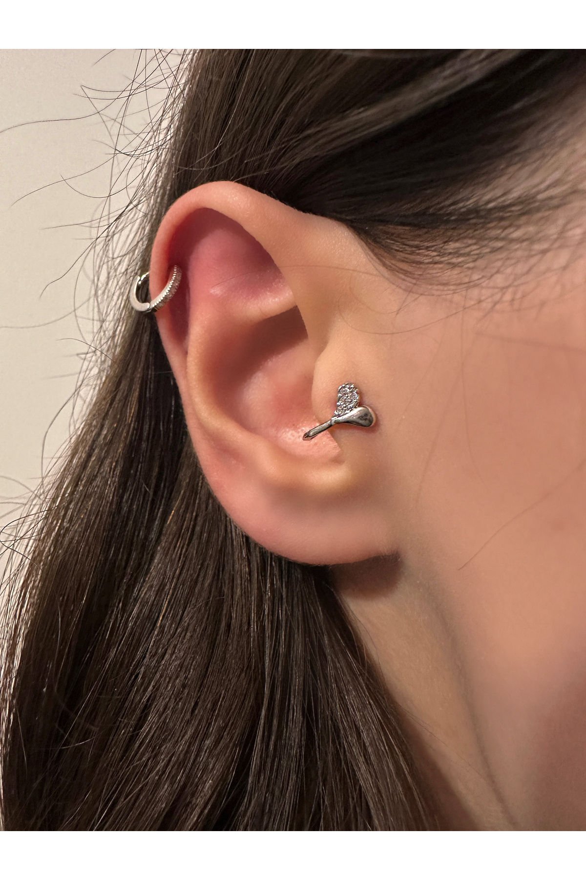 Çelik Delik Gerektirmeyen Sıkıştırmalı Piercing Tragus