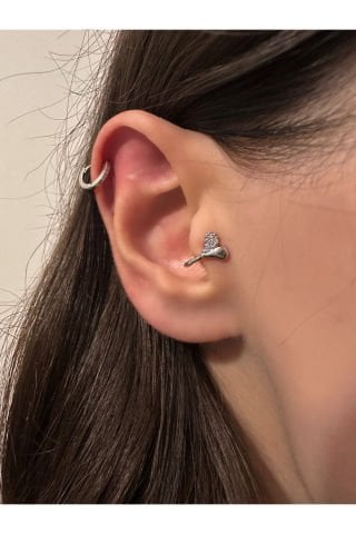 Çelik Delik Gerektirmeyen Sıkıştırmalı Piercing Tragus