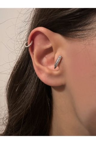 Çelik Delik Gerektirmeyen Sıkıştırmalı Piercing Tragus