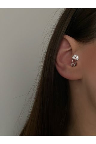 Taşlı Çengelli Detaylı Halka Tragus Piercing
