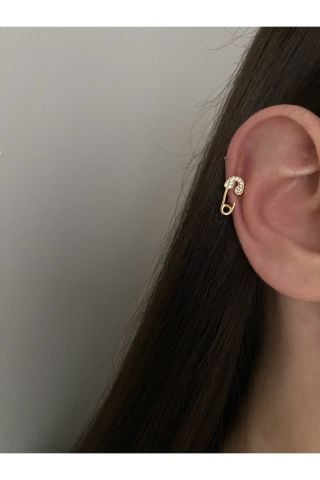 Taşlı Çengelli Detaylı Halka Tragus Piercing