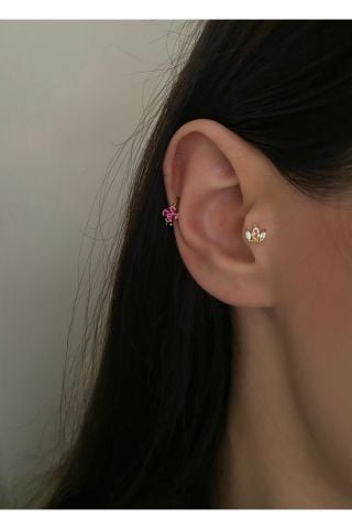 Cerrahi Çelik Opal Üç Taşlı Piercing